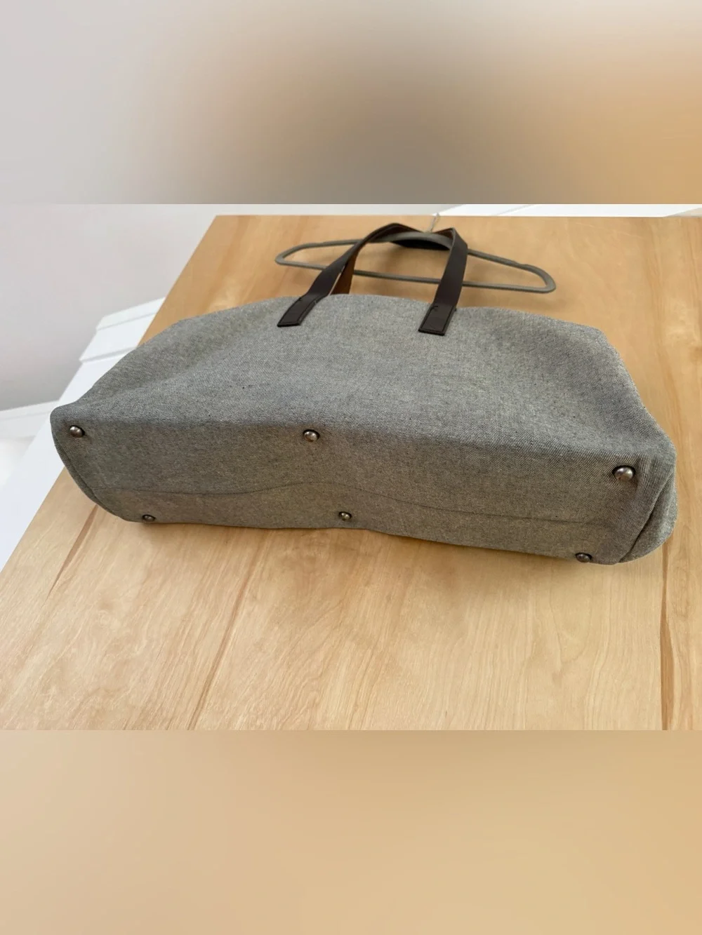 Everlane Weekender Duffel Bag – Grey Canvas & Leather